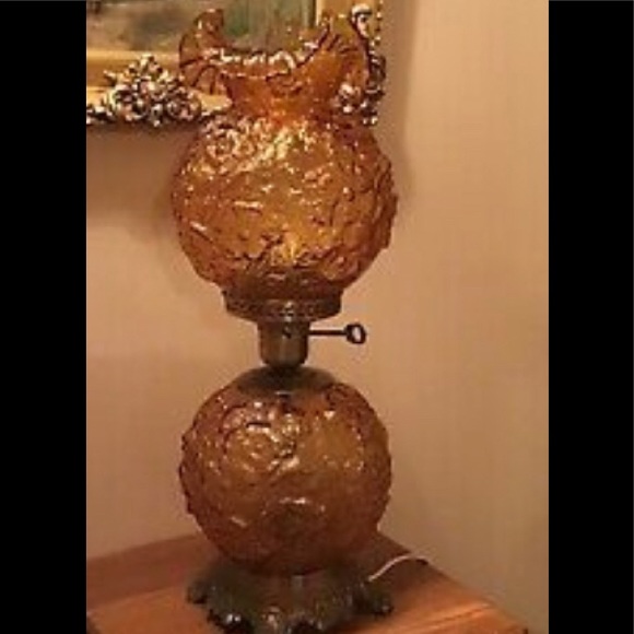 Vintage Rich Amber Fenton 24” Lamp - Picture 1 of 1